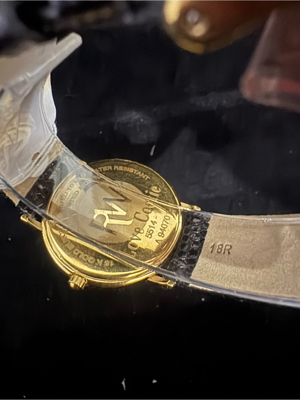 #137 Raymond Weil Gold Case White Dial Watch with Black Leather Strap